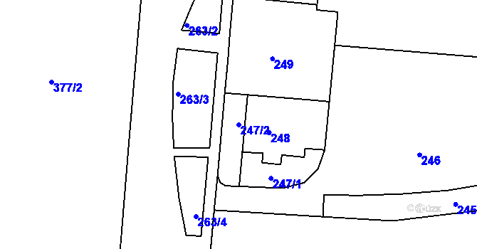 Parcela st. 247/2 v KÚ Trnitá, Katastrální mapa