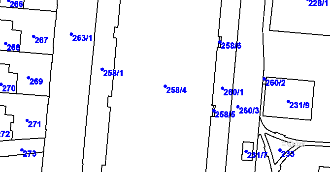 Parcela st. 258/4 v KÚ Trnitá, Katastrální mapa