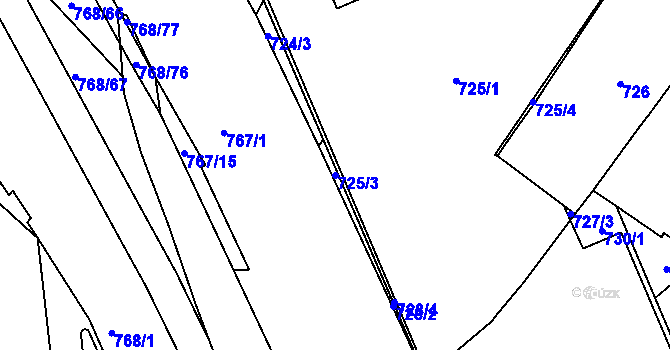 Parcela st. 725/3 v KÚ Trnitá, Katastrální mapa