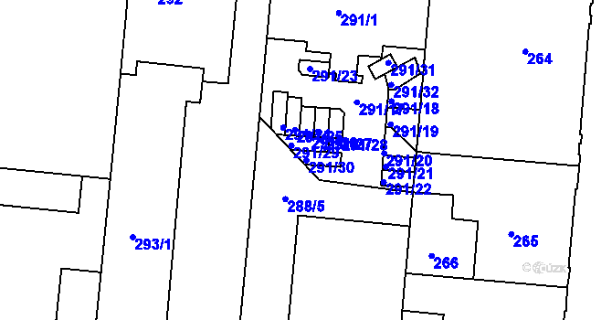 Parcela st. 291/30 v KÚ Trnitá, Katastrální mapa