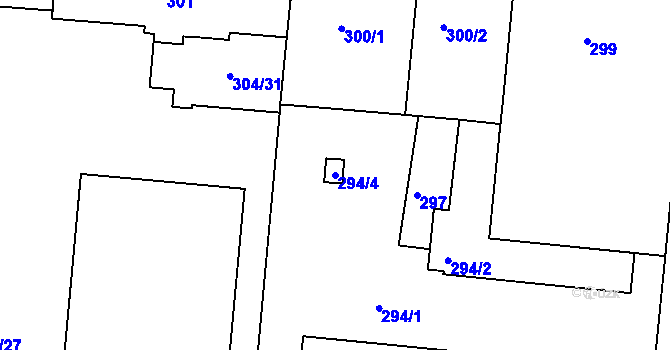Parcela st. 294/4 v KÚ Trnitá, Katastrální mapa