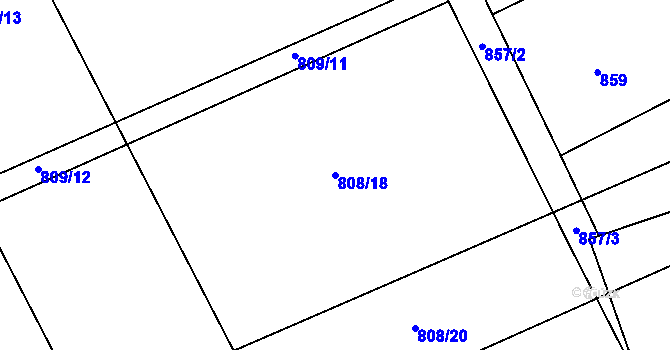 Parcela st. 808/18 v KÚ Trnitá, Katastrální mapa