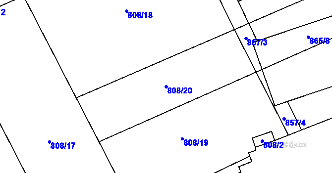 Parcela st. 808/20 v KÚ Trnitá, Katastrální mapa