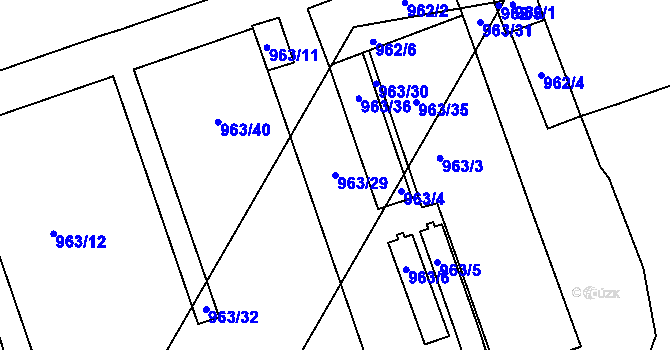Parcela st. 963/29 v KÚ Trnitá, Katastrální mapa