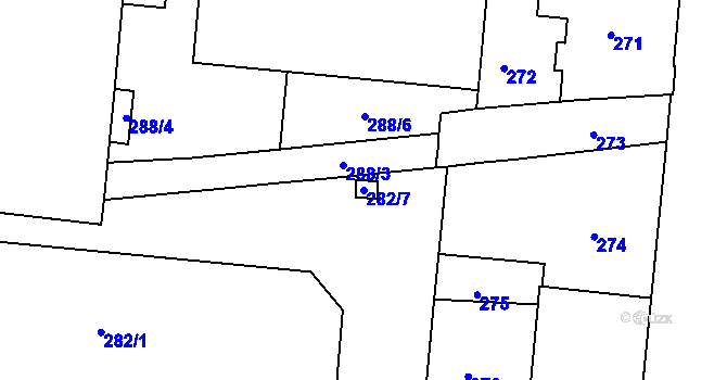 Parcela st. 282/7 v KÚ Trnitá, Katastrální mapa