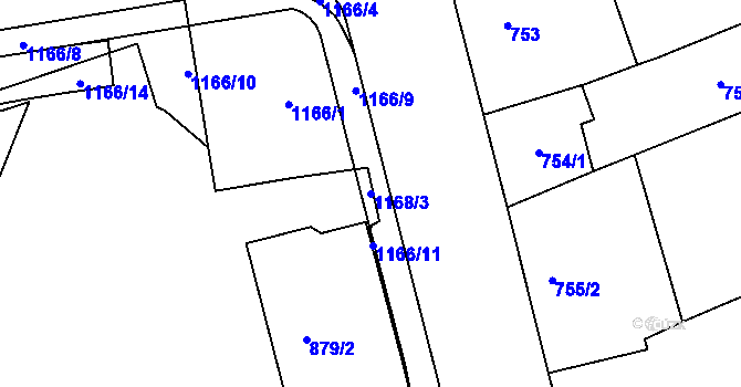 Parcela st. 1168/3 v KÚ Trnitá, Katastrální mapa
