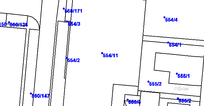 Parcela st. 554/11 v KÚ Trnitá, Katastrální mapa