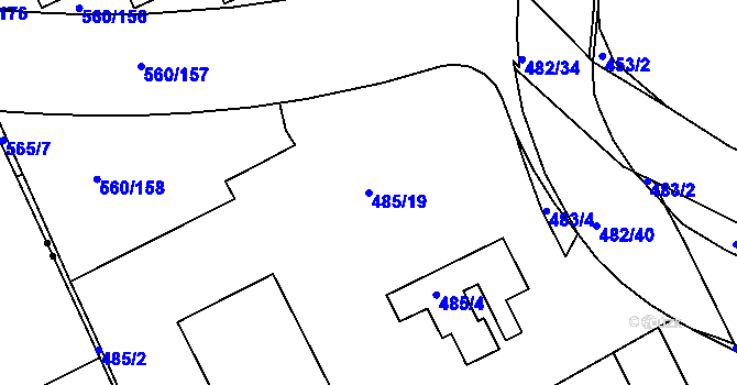 Parcela st. 485/19 v KÚ Trnitá, Katastrální mapa