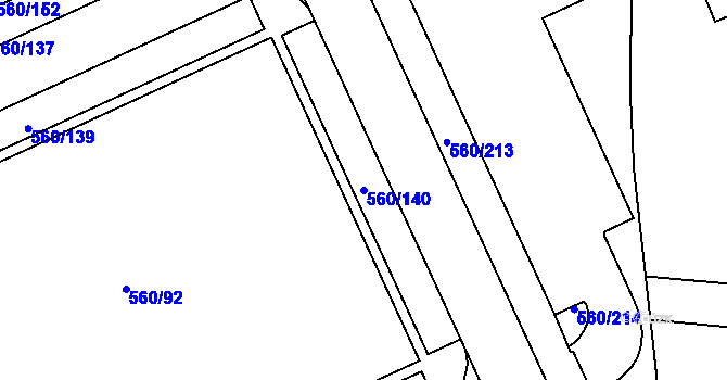 Parcela st. 560/140 v KÚ Trnitá, Katastrální mapa