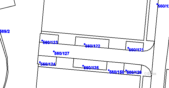 Parcela st. 560/122 v KÚ Trnitá, Katastrální mapa