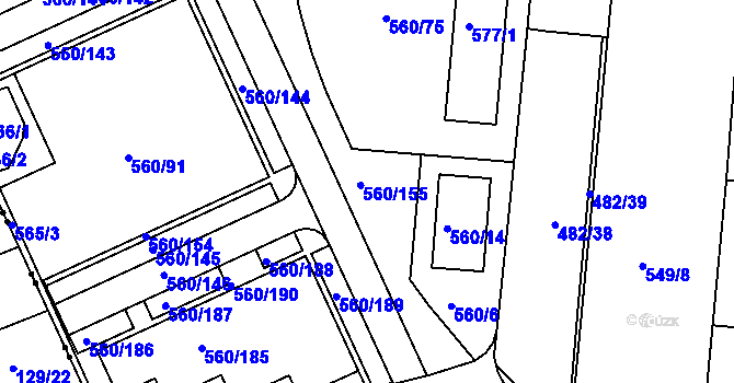 Parcela st. 560/155 v KÚ Trnitá, Katastrální mapa
