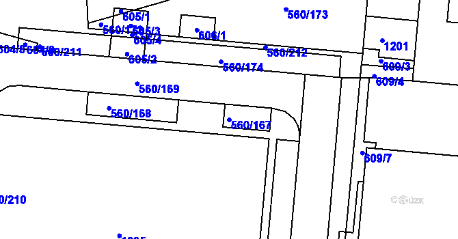 Parcela st. 560/167 v KÚ Trnitá, Katastrální mapa