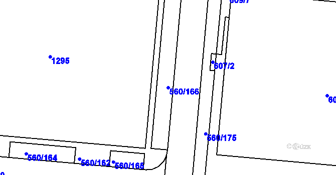 Parcela st. 560/166 v KÚ Trnitá, Katastrální mapa