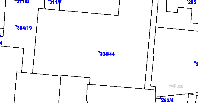 Parcela st. 304/44 v KÚ Trnitá, Katastrální mapa