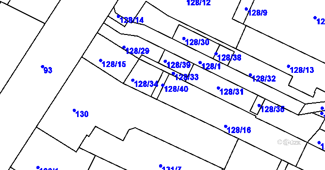 Parcela st. 128/40 v KÚ Trnitá, Katastrální mapa