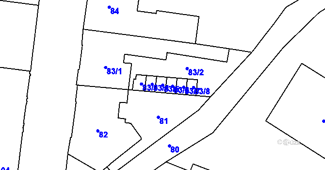 Parcela st. 83/5 v KÚ Trnitá, Katastrální mapa