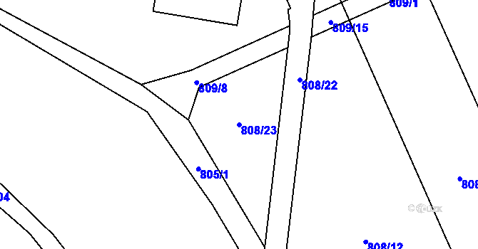 Parcela st. 808/23 v KÚ Trnitá, Katastrální mapa
