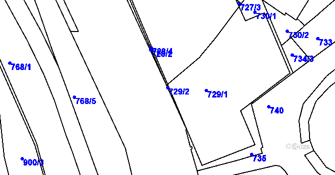 Parcela st. 729/2 v KÚ Trnitá, Katastrální mapa