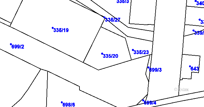 Parcela st. 335/20 v KÚ Trnitá, Katastrální mapa
