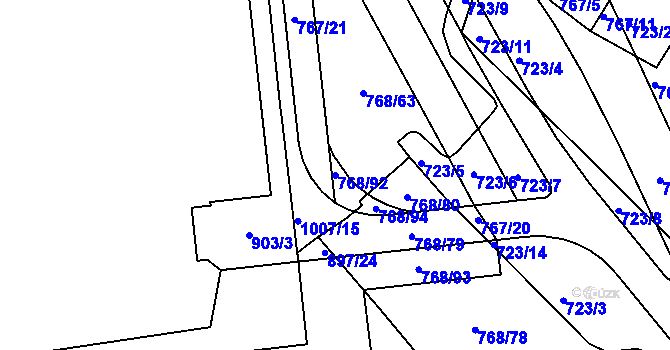 Parcela st. 768/92 v KÚ Trnitá, Katastrální mapa