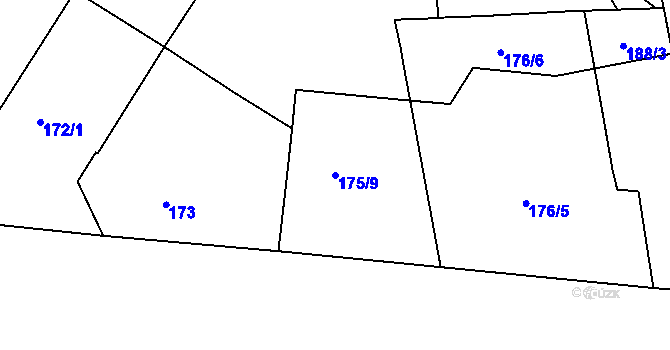 Parcela st. 175/9 v KÚ Trnitá, Katastrální mapa