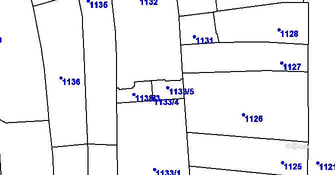 Parcela st. 1133/5 v KÚ Trnitá, Katastrální mapa