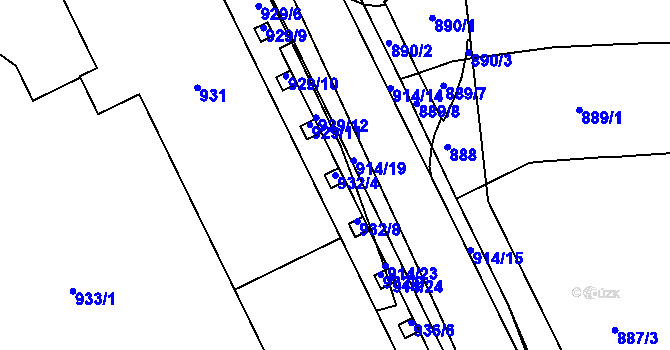 Parcela st. 932/4 v KÚ Trnitá, Katastrální mapa