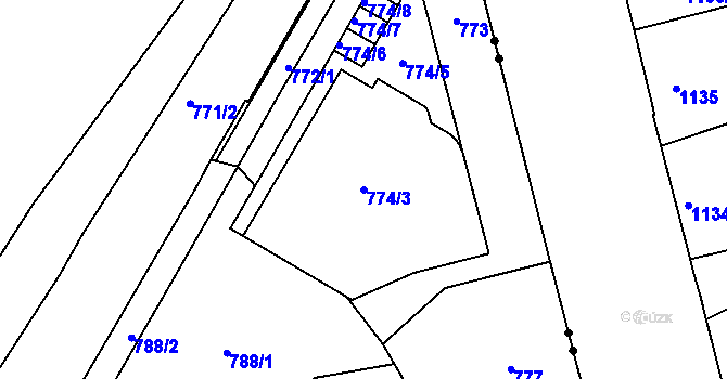 Parcela st. 774/3 v KÚ Trnitá, Katastrální mapa