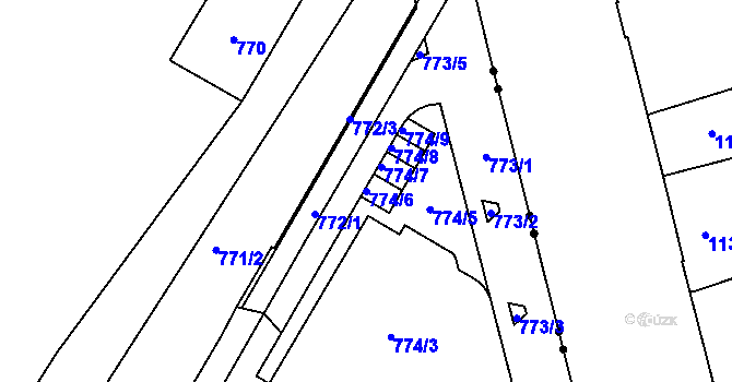 Parcela st. 774/6 v KÚ Trnitá, Katastrální mapa