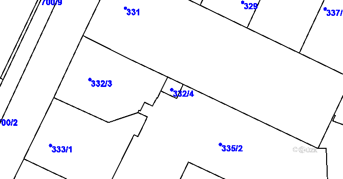 Parcela st. 332/4 v KÚ Trnitá, Katastrální mapa