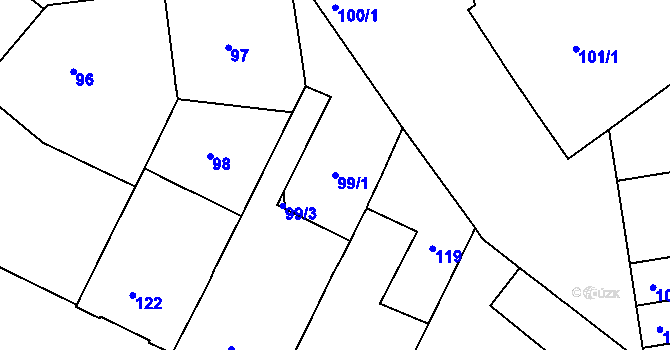 Parcela st. 99/1 v KÚ Trnitá, Katastrální mapa