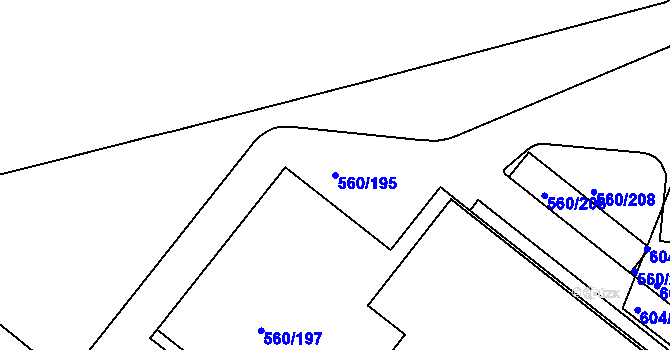 Parcela st. 560/195 v KÚ Trnitá, Katastrální mapa