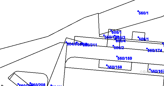 Parcela st. 560/211 v KÚ Trnitá, Katastrální mapa