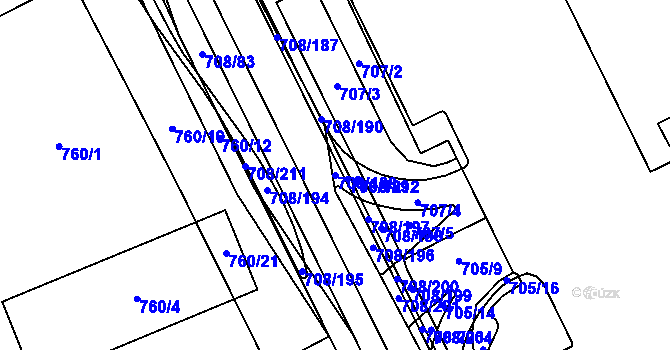 Parcela st. 708/188 v KÚ Trnitá, Katastrální mapa