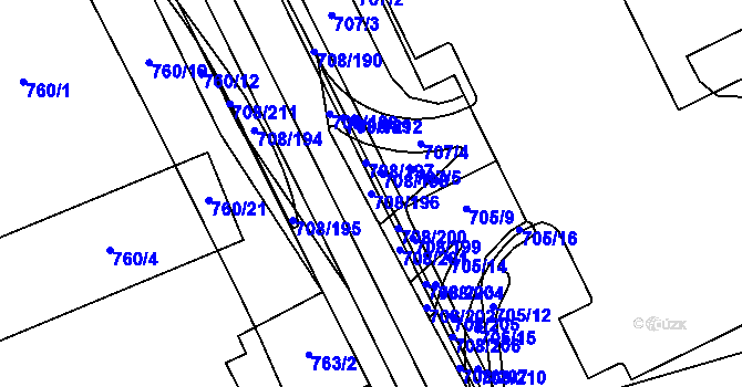 Parcela st. 708/196 v KÚ Trnitá, Katastrální mapa