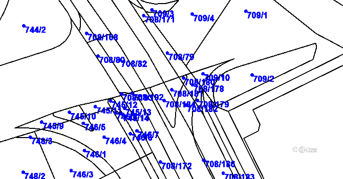 Parcela st. 708/181 v KÚ Trnitá, Katastrální mapa