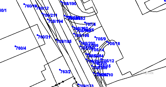 Parcela st. 708/199 v KÚ Trnitá, Katastrální mapa