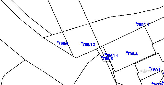 Parcela st. 799/12 v KÚ Trnitá, Katastrální mapa