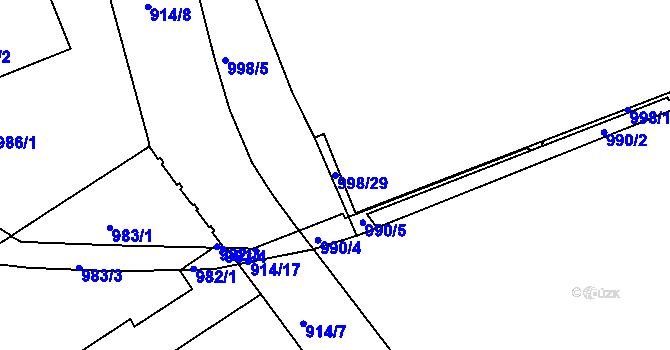 Parcela st. 998/29 v KÚ Trnitá, Katastrální mapa