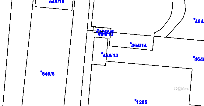 Parcela st. 464/13 v KÚ Trnitá, Katastrální mapa