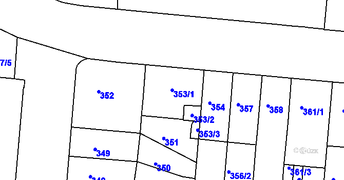 Parcela st. 353/1 v KÚ Trnitá, Katastrální mapa