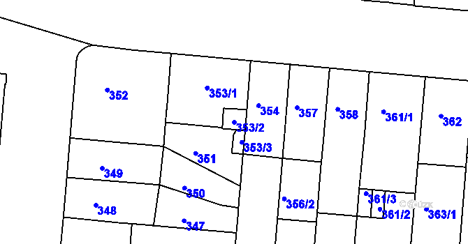 Parcela st. 353/2 v KÚ Trnitá, Katastrální mapa