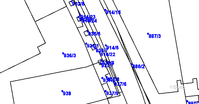Parcela st. 914/22 v KÚ Trnitá, Katastrální mapa
