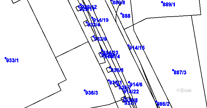 Parcela st. 914/24 v KÚ Trnitá, Katastrální mapa