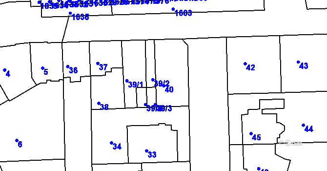Parcela st. 40 v KÚ Komárov, Katastrální mapa