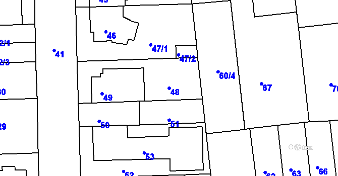 Parcela st. 48 v KÚ Komárov, Katastrální mapa