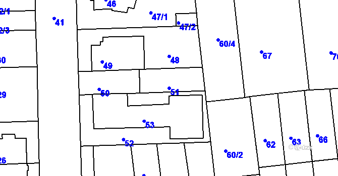 Parcela st. 51 v KÚ Komárov, Katastrální mapa