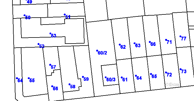 Parcela st. 60/2 v KÚ Komárov, Katastrální mapa