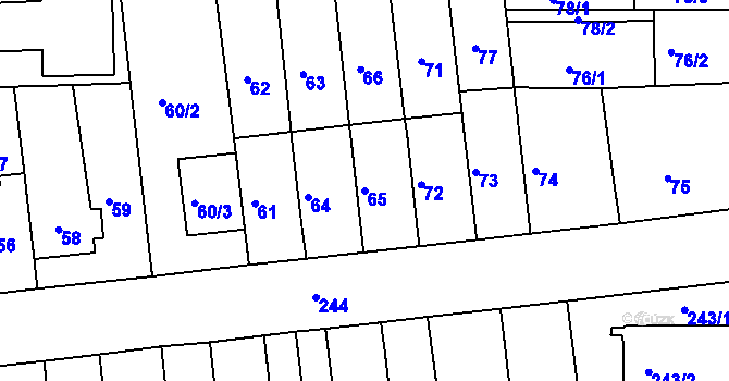 Parcela st. 65 v KÚ Komárov, Katastrální mapa