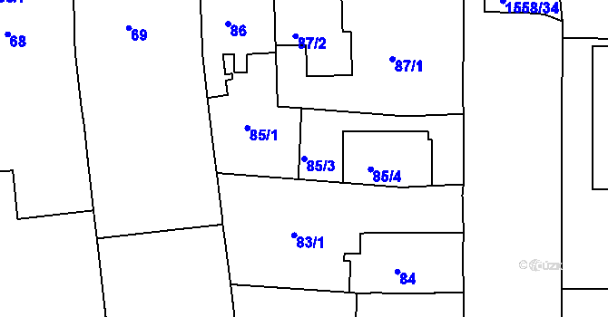 Parcela st. 85/3 v KÚ Komárov, Katastrální mapa